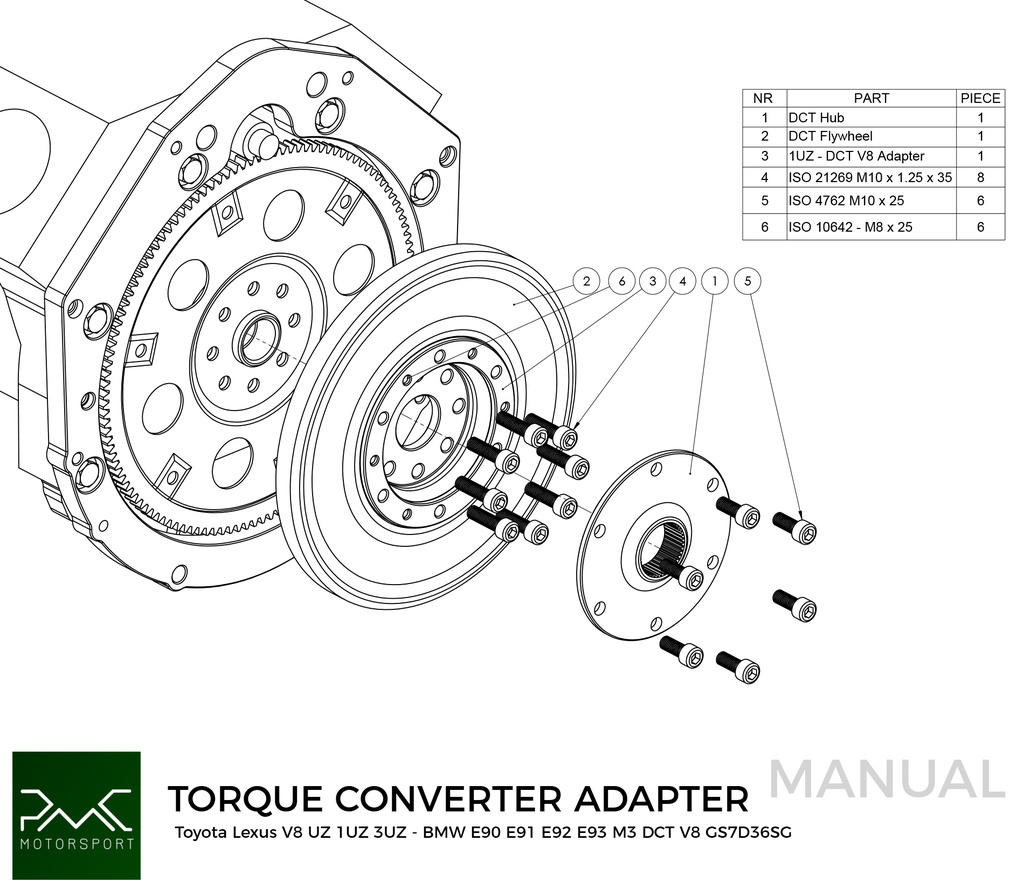 PMC Trousse d'adaptation Toyota UZ - BMW DCT DKG Getrag GS7D36SG V8 (H)