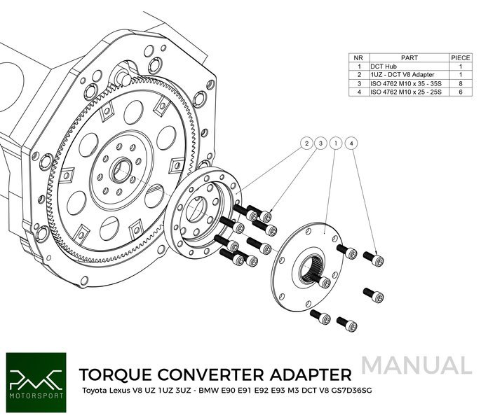 PMC Trousse d'adaptation Toyota UZ - BMW DCT DKG Getrag GS7D36SG V8