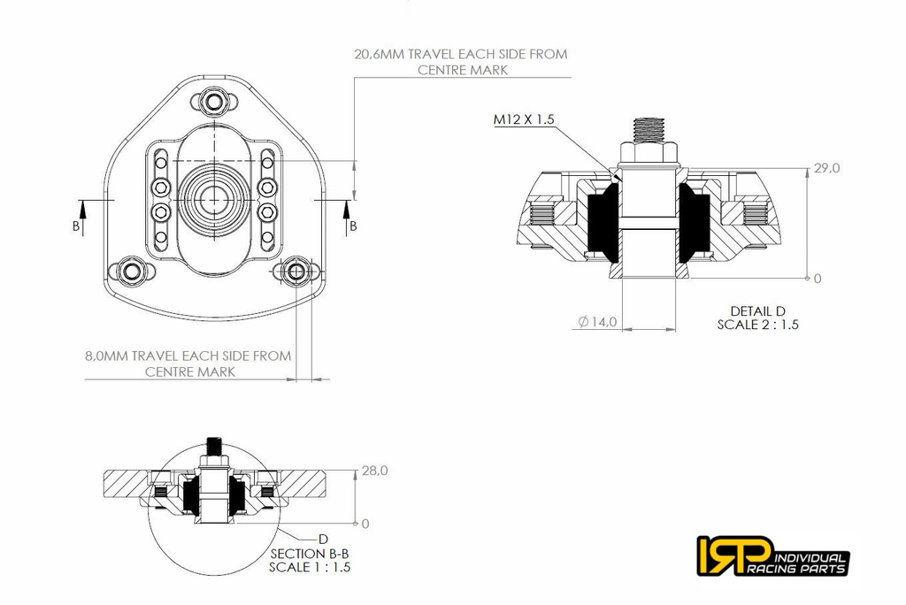 IRP Plaques de carrossage réglables pour combinés filetés BMW E30, E34