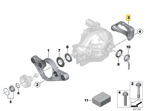 Support de montage double différentiel IRP en aluminium BMW F87 M2, F80 M3, F82/F83 M4