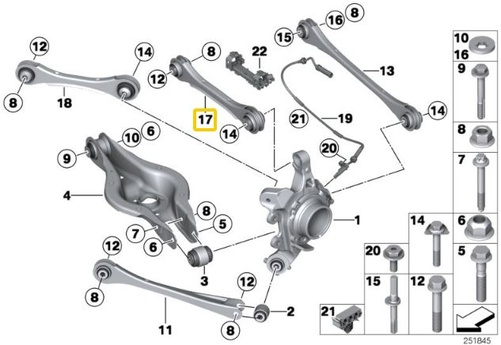 Renfort de carrossage supérieur arrière réglable BMW F2x, F3x