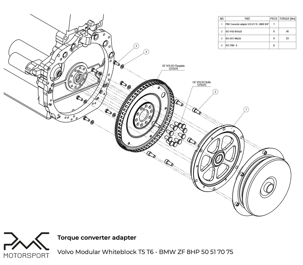 Adapter Kit Volvo Modular Whiteblock T5 T6 - BMW ZF 8HP 50 51 70 75