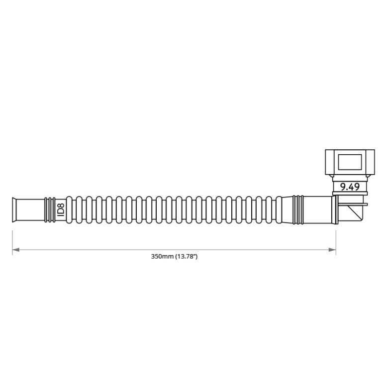 In-Tank 350mm fuel hose : SAE 9.49 90° - ID8