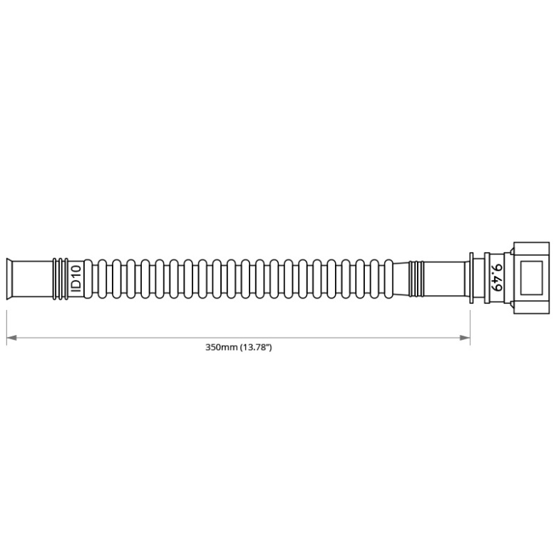 In-Tank 350mm fuel hose : SAE 9.49 Straight - ID10