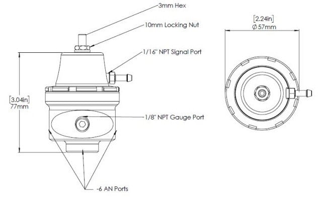 Turbosmart Régulateur de pression de carburant AN6 Noir