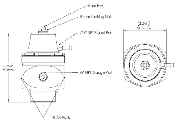 Turbosmart Régulateur de pression de carburant AN10 Noir