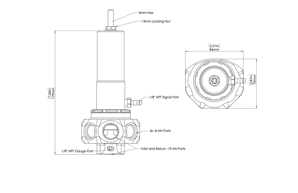 Turbosmart Régulateur de pression de carburant AN10/AN8 M Pro Noir
