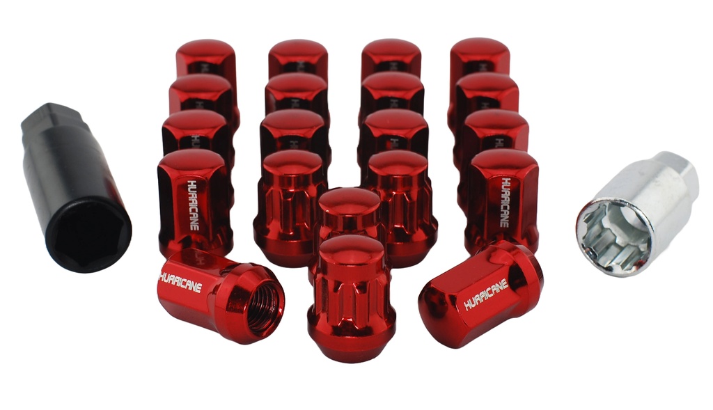 Kit Écrous de Roue Acier Rouge M12x1,5 (32mm)