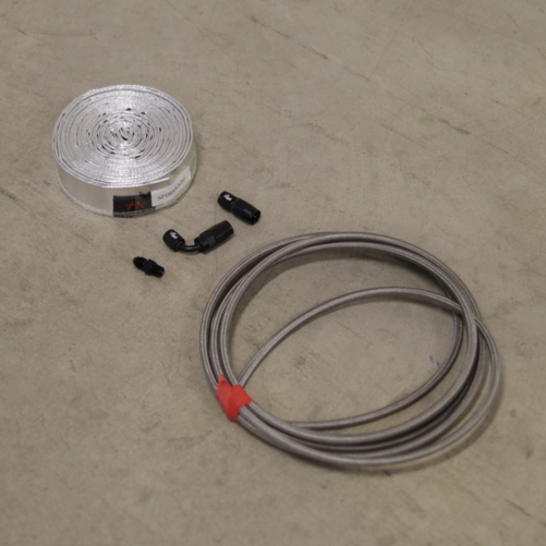 Holset Huile en Kit Turbo 1 x Droit + 1 x 90 Degrés AN4 + Bouclier Thermique Alu