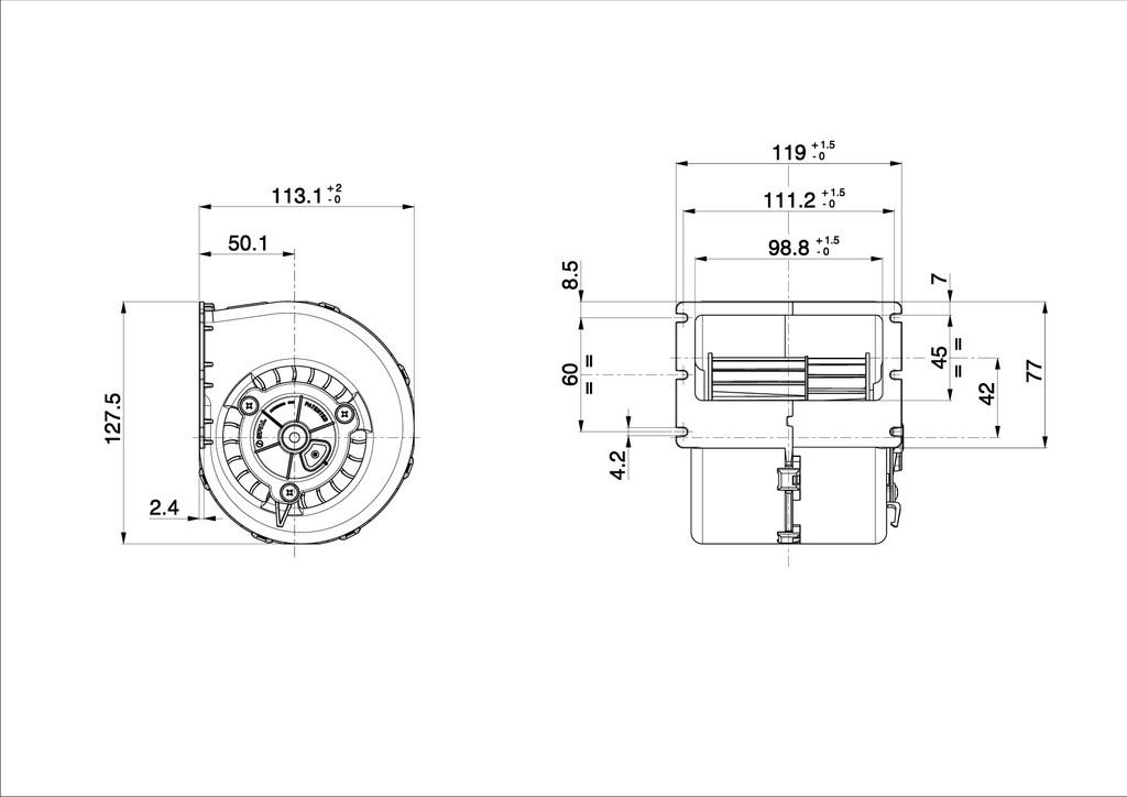Ventilateur radial SPAL 260 m³/h  
