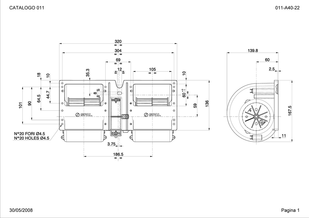 Double Ventilateur radial SPAL 900 m³/h