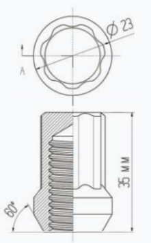 Kit d'écrous de roue modèle de blocage Noir M12x1,25