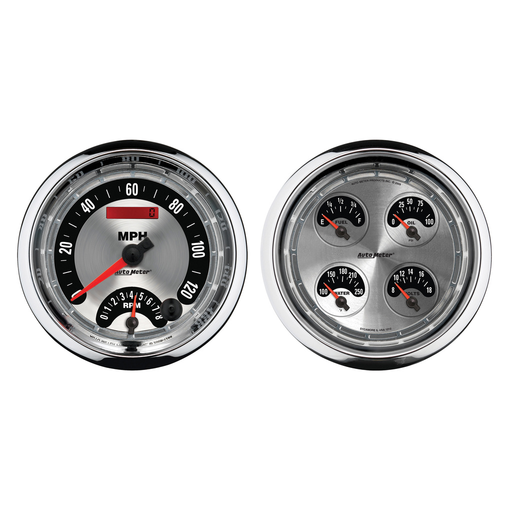 5" Quad Gauge, 8k Rpm/120 Mph/100 Psi/100-250 °F/8-18v/240-33 Ω, American Muscle