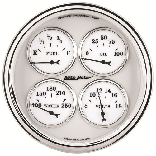 5" Quad Gauge, 100 Psi/100-250 °F/8-18v/240-33 Ω, Old-Tyme White Ii