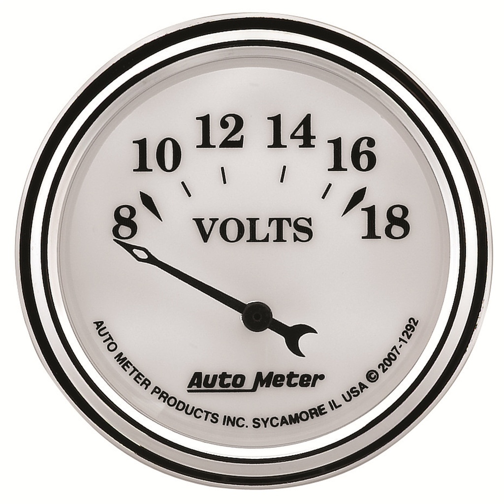 2-1/16" Voltmeter, 8-18v, Old-Tyme White Ii