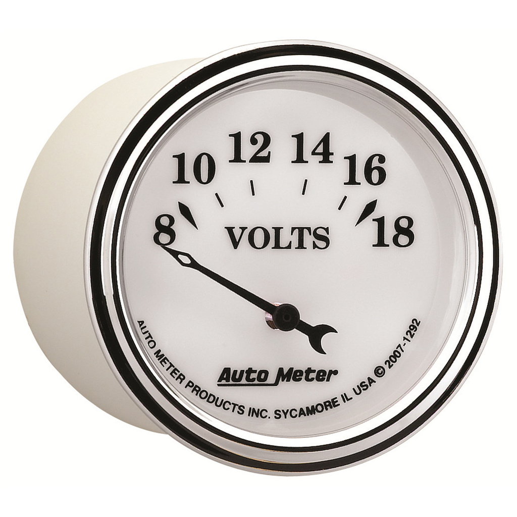 2-1/16" Voltmeter, 8-18v, Old-Tyme White Ii