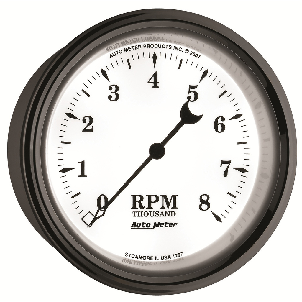 3-3/8" In-Dash Tachometer, 0-8,000 Rpm, Old-Tyme White Ii