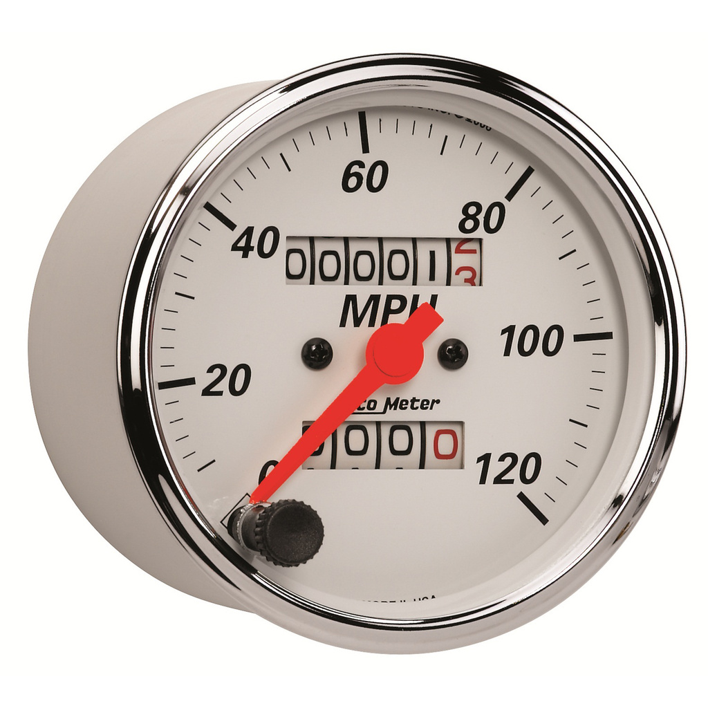3-1/8" Speedometer, 0-120 Mph, Arctic White