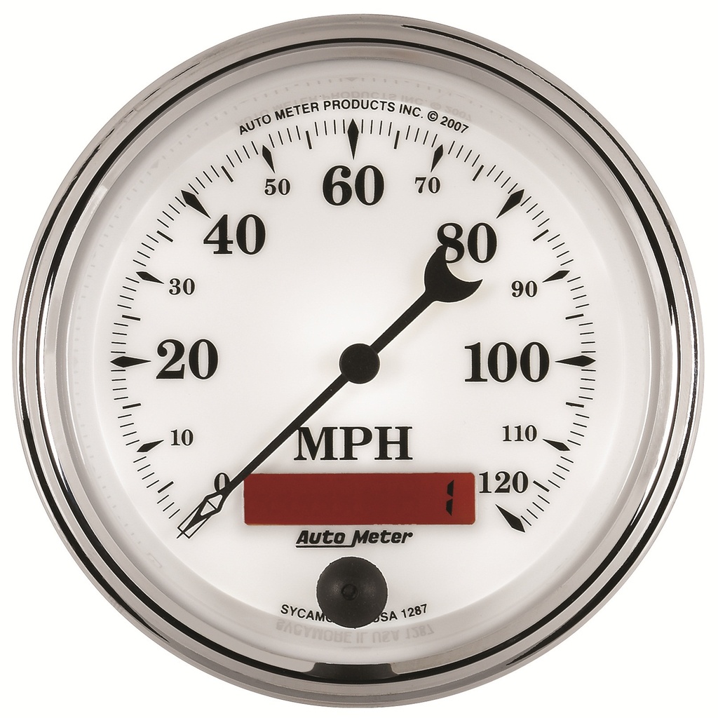 3-3/8" Speedometer, 0-120 Mph, Old-Tyme White Ii