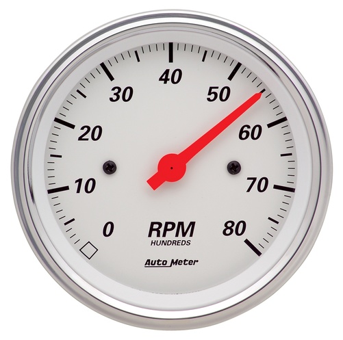 3-3/8" In-Dash Tachometer, 0-8,000 Rpm, Arctic White