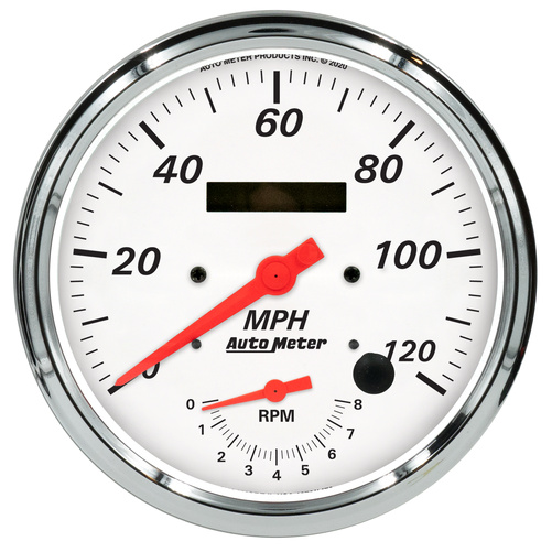 5" Tachometer/Speedometer Combo, 8k Rpm/120 Mph, Arctic White