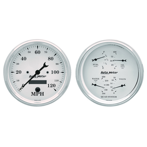 2 Pc. Gauge Kit, 5" Quad & Speedometer, 240-33 Ω, Old Tyme White