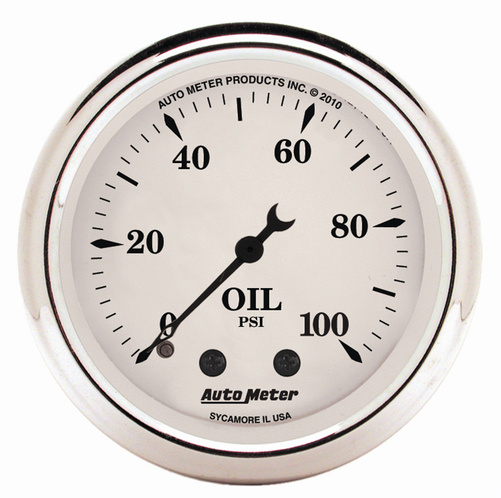 2-1/16" Oil Pressure, 0-100 Psi, Old-Tyme White