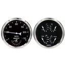 2 Pc. Gauge Kit, 5" Quad & Tach/Speedo, 240-33 Ω, Old Tyme Black