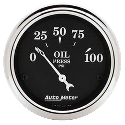 2-1/16" Oil Pressure, 0-100 Psi, Old Tyme Black