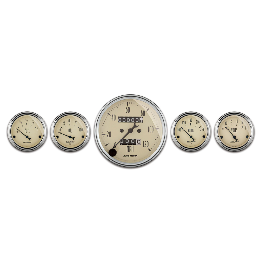 5 Pc. Gauge Kit, 3-1/8" & 2-1/16", Mech. Speedometer, Antique Beige