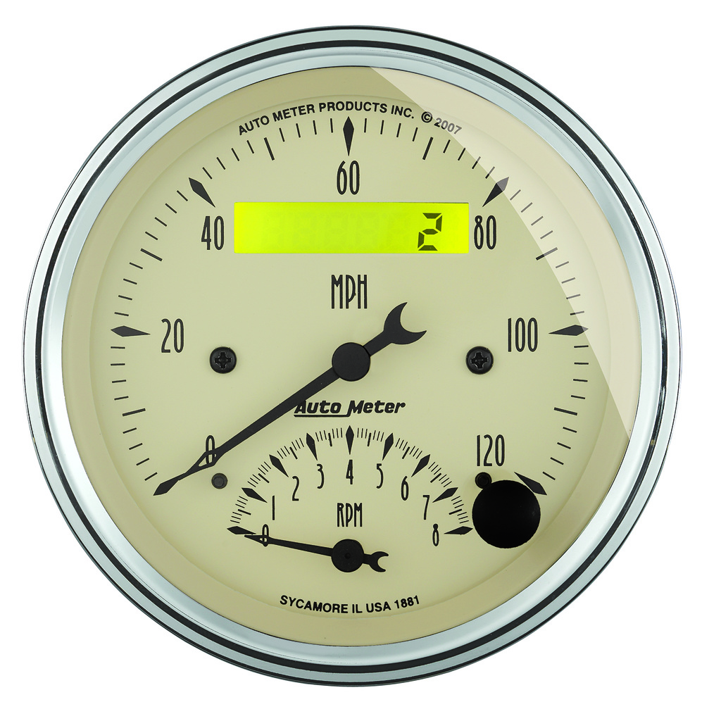 2 Pc. Gauge Kit, 3-3/8" Quad & Tach/Speedo, 240-33 Ω, Antique Beige