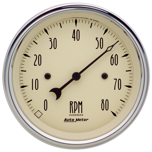 3-3/8" In-Dash Tachometer, 0-8,000 Rpm, Antique Beige