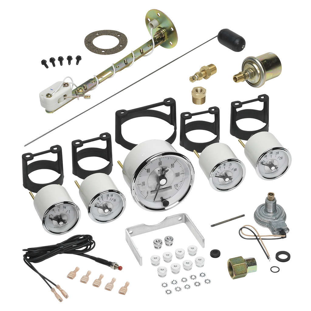 5 Pc. Gauge Kit, 3-3/8" & 2-1/16", Elec. Speedo W/ Lcd Odo, Prestige Pearl
