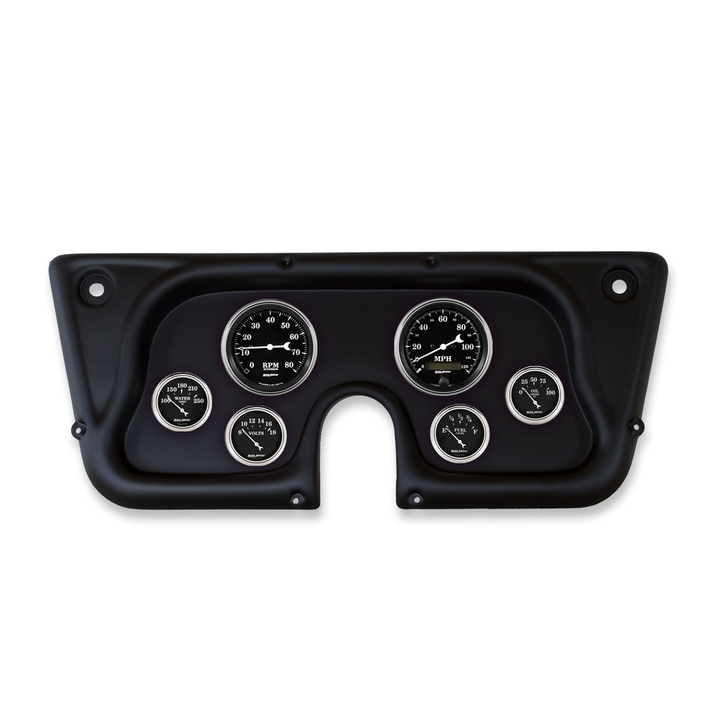 6 Gauge Direct-Fit Dash Kit, Chevy Truck C / K / K5 / Suburbn 67-72, Old Tyme Black