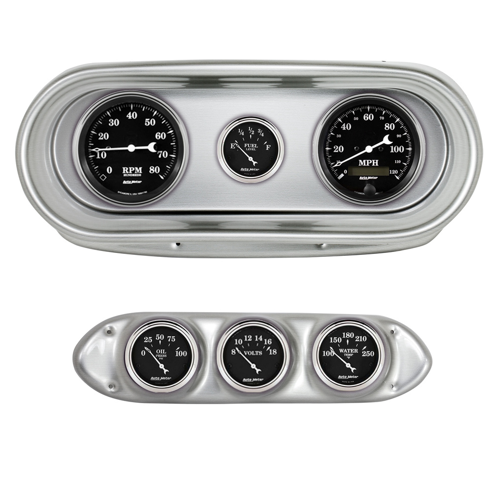 6 Gauge Direct-Fit Dash Kit, Nova 62-65, Old Tyme Black