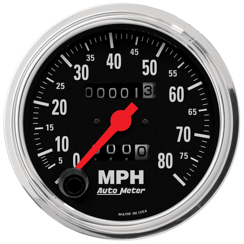 3-3/8" Speedometer, 0-80 Mph, Traditional Chrome