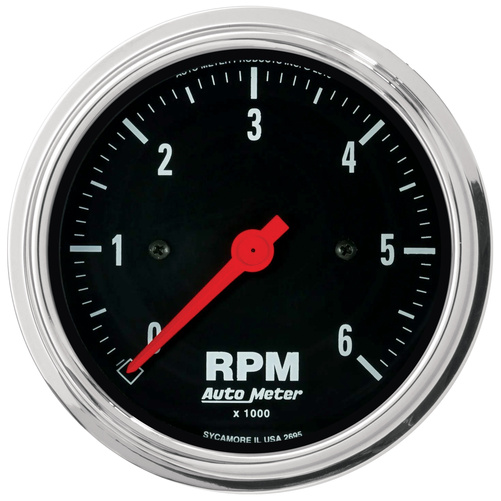 3-3/8" In-Dash Tachometer, 0-6,000 Rpm, Traditional Chrome