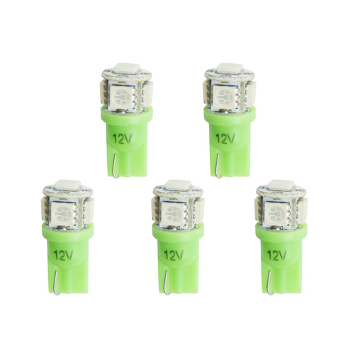 Led Bulb, Replacement, T3 Wedge, Green, 5 Pack