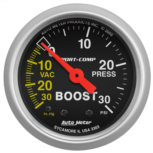 2-1/16" Boost/Vacuum, 30 In Hg/30 Psi, Sport-Comp