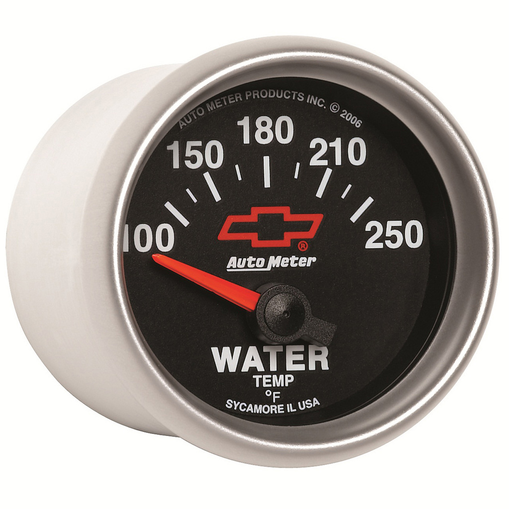 2-1/16" Water Temperature, 100-250 °F, Chevy Red Bowtie, Black
