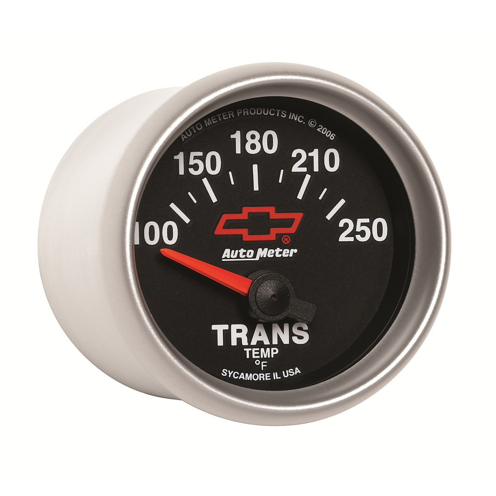 2-1/16" Transmission Temperature, 100-250 °F, Chevy Red Bowtie, Black
