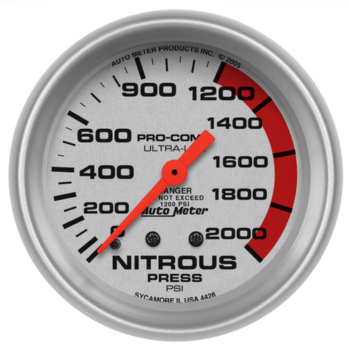 2-5/8" Nitrous Pressure, 0-2000 Psi, Ultra-Lite