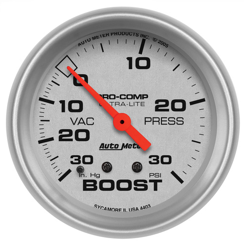 2-5/8" Boost/Vacuum, 30 In Hg/30 Psi, Ultra-Lite