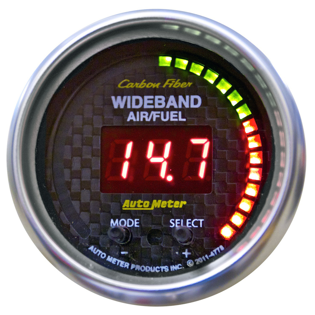 2-1/16" Wideband Pro Air/Fuel Ratio, 6:1-20:1 Afr, Peak & Warn, Carbon Fiber