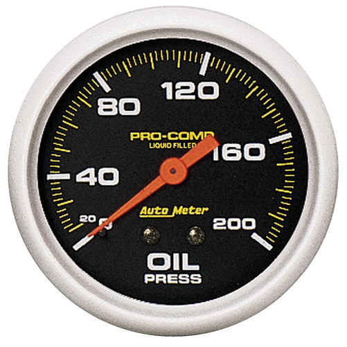 2-5/8" Oil Pressure, 0-200 Psi, Liquid Filled, Pro-Comp