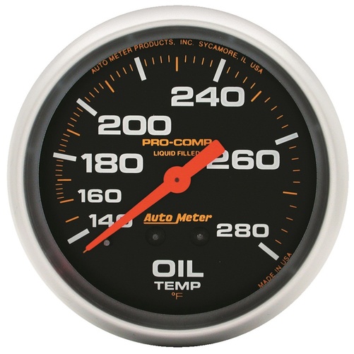 2-5/8" Oil Temperature, 140-280 °F, Liquid Filled, Pro-Comp