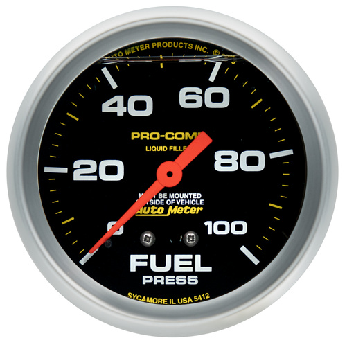 2-5/8" Fuel Pressure, 0-100 Psi, Liquid Filled, Pro-Comp
