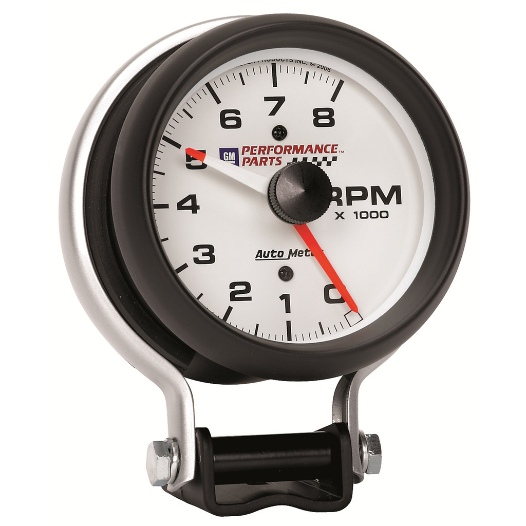 3-3/4" Pedestal Tachometer, 0-8,000 Rpm, Chevy Red Bowtie, White