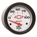2-5/8" Oil Pressure, 0-100 Psi, Chevy Red Bowtie, White