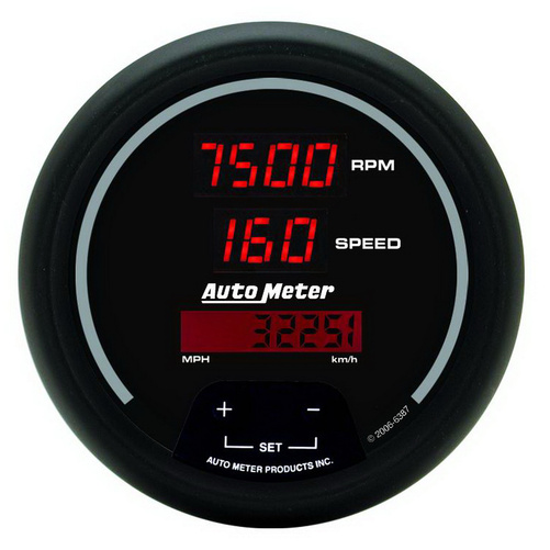 3-3/8" Tachometer/Speedometer Combo, 10k Rpm/260 Mph/260 Km/H, Sport-Comp Digital